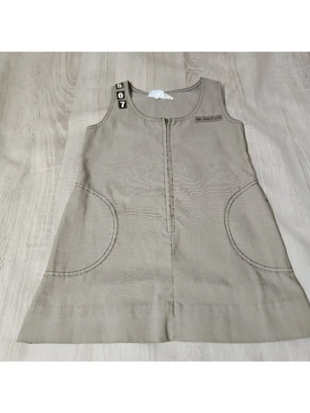 Vintage 1970s Girl Scouts Brownie USA Dress & Blouse Uniform Child Sz 7 Brown